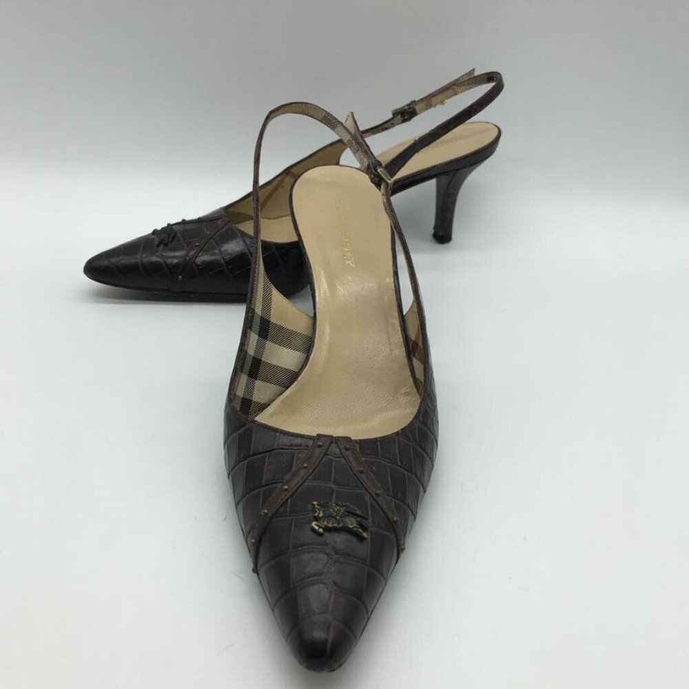 Burberry Red Embossed Leather Heel 6.5